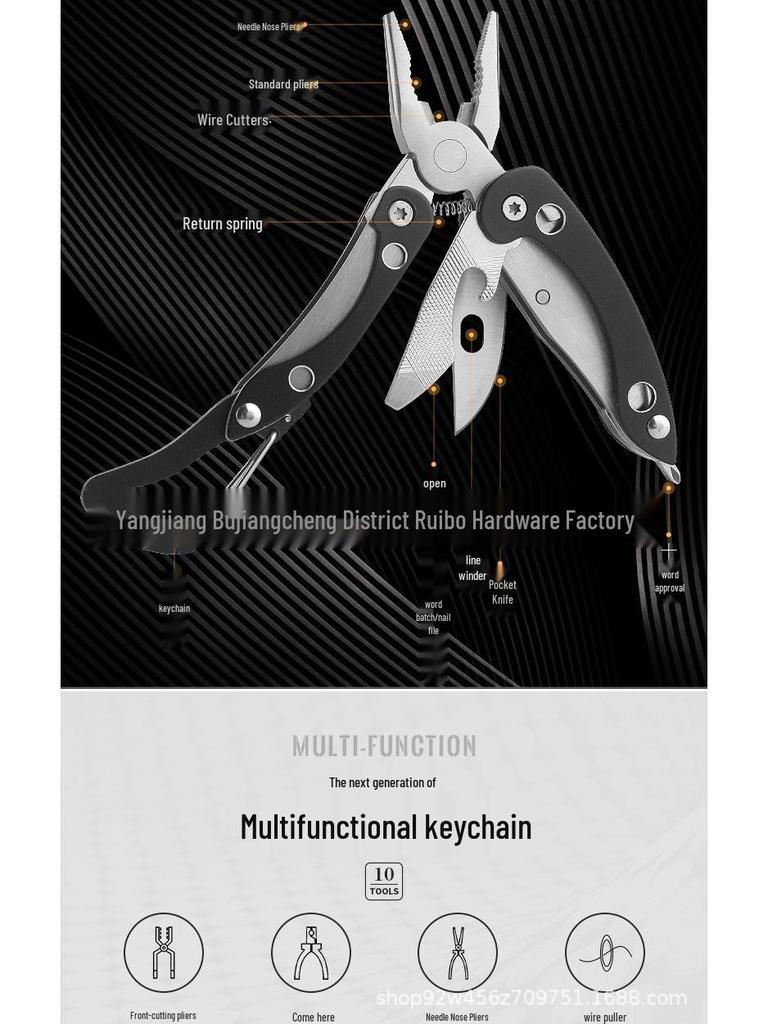 Mini Quick Release Keychain Folding Tool: EDC Multifunction Knife & Pliers for Emergency & Outdoor Use