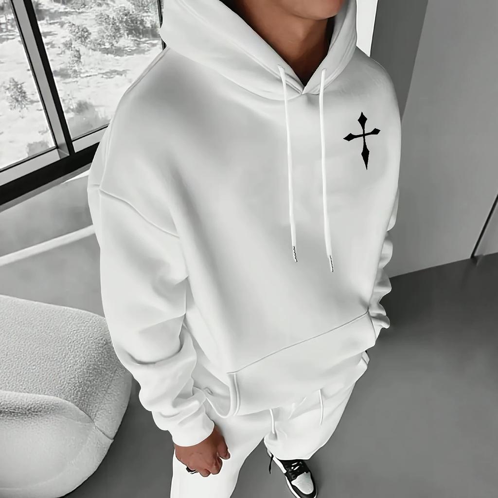 26 Dark Fallen Angel Cross Big Picture Printed Sweater Men's and Women's Loose Street Casual Hoodie