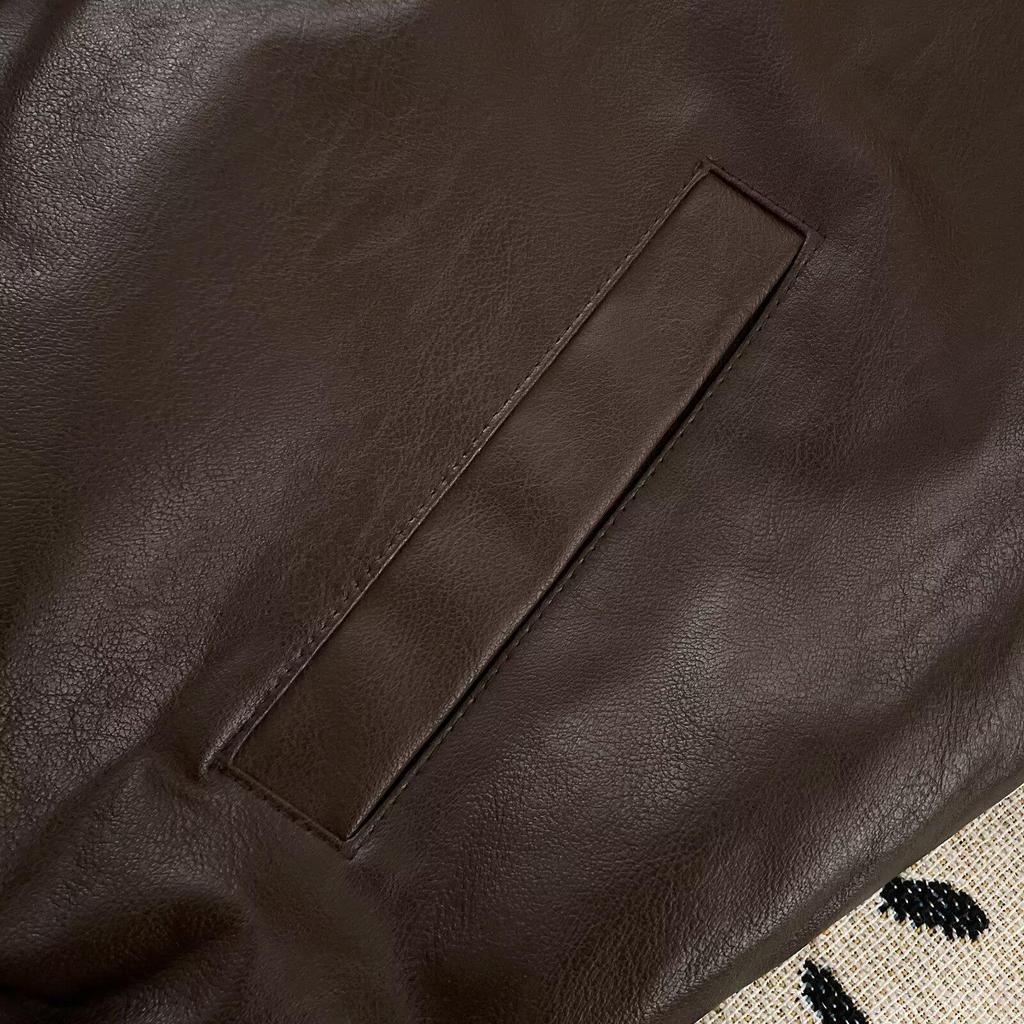Unisex Retro PU Leather Motorcycle Jacket: Padded, Thick, Versatile & Stylish with Lapels