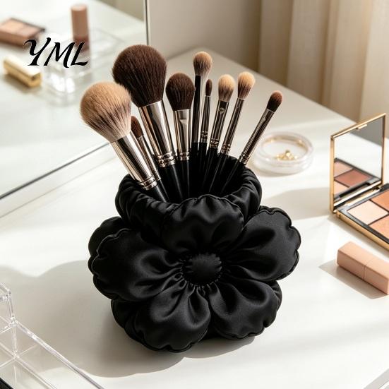 Cute Aesthetic Desk Decor Satin Flower Pen Holder, Petal Design Organizer, Durable Unique Floral Accessory PLA Desktop Storage Container, for