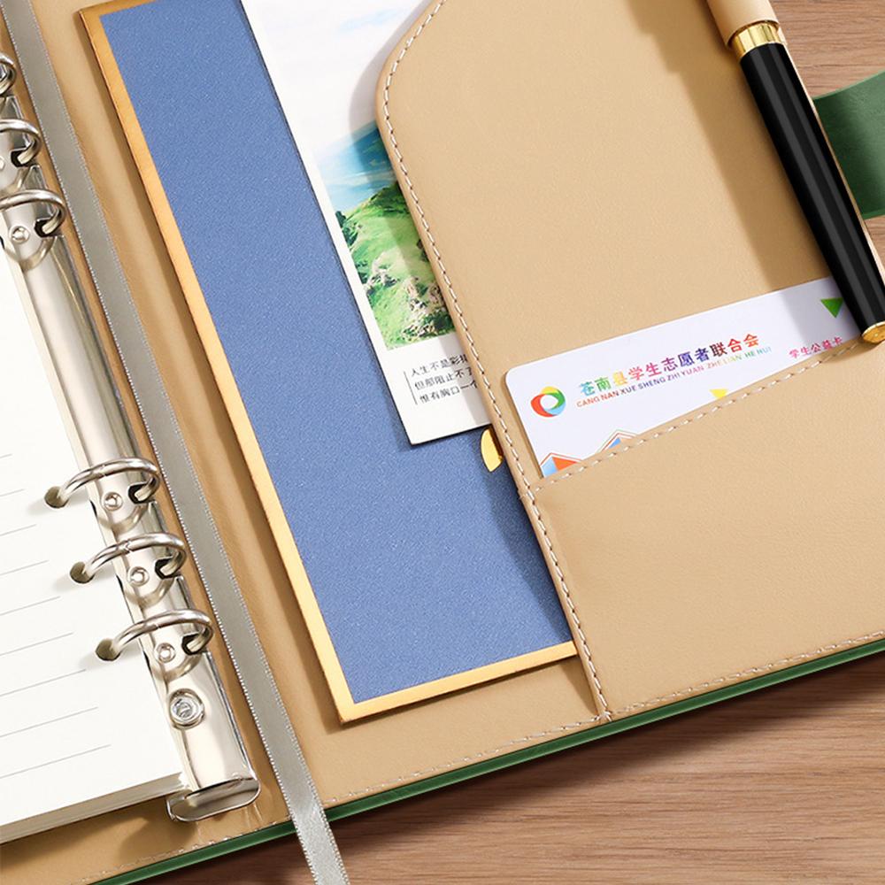 (Logo Can Be Engraved) A5 Leather Student Subject Notebook, Business High-end Loose-leaf Notepad, Buckle Diary, Work Meeting Minutes, Travel Diary