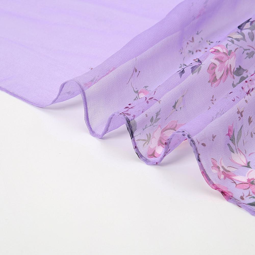 Flower Printed Hijab Georgette Long Scarf For Woman Muslim Shawl Sun Protection Wrap Ladies Beach Headband Wholesale 160*50cm