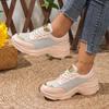 Fashion Women Sneakers Summer Wedge Casual Shoes Leather Lace Up Vulcanized Shoes New Outdoor Anti-slip Sneakers Women Zapatos De Mujer