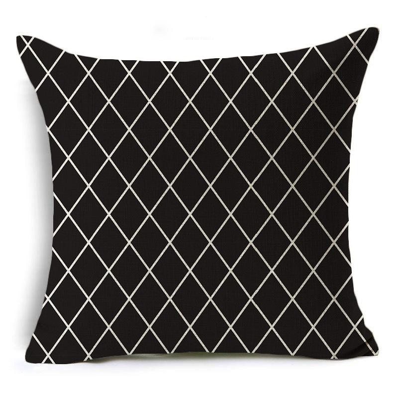 Modern Simple Black and White Geometric Linen Pillow Case Home Sofa Pillow Cushion Cover Soft Decoration