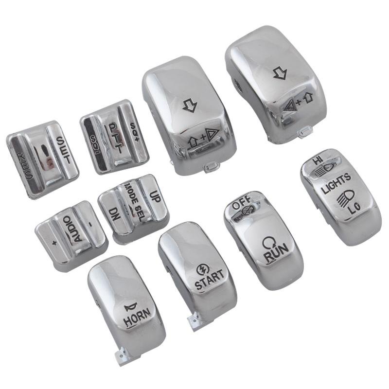 Motorcycle Part Chrome/Black Hand Switch Housing Caps Button Cover For Harley Touring Road King Electra Street Road Glide1996-13