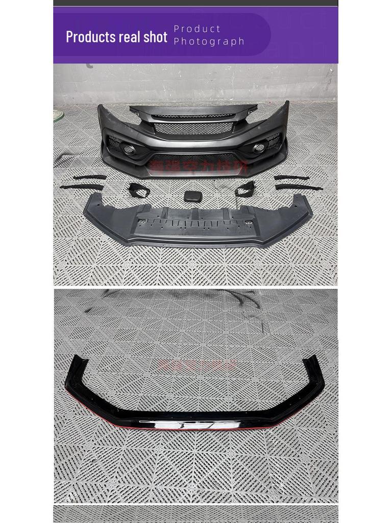 15-21 Civic FK8 Tenth Gen VS Style Full Body Kit: Front Bumper Lip, Side Skirts, Corner Caps
