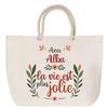 Beach Bag - PLANETEE - Life Is Prettier with Alba - Large Size - Rope Handle - Printed In France