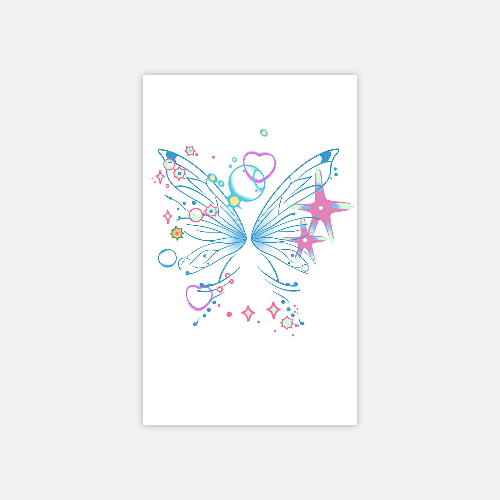 Dopamine Color Butterfly Tattoo Stickers Personality Sweet Sweet Cool Tattoo Stickers 11*18