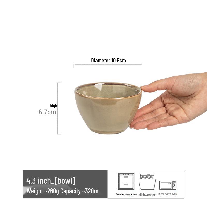 Japanese Retro Ceramic Irregular-Shape Bowl with Kiln-Changed Glaze - Ideal for Rice, Congee, or Noodles