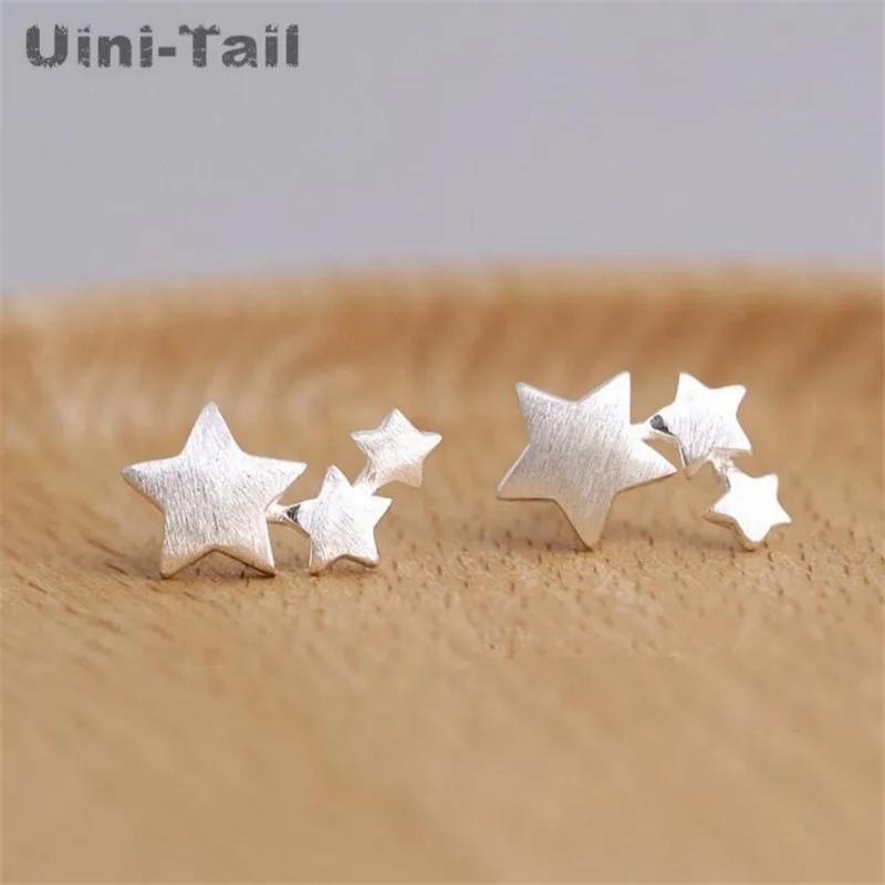 

Uini-Tail hot new 925 Tibetan silver original brushed stars earrings hypoallergenic earrings fashion small fresh trend ED016