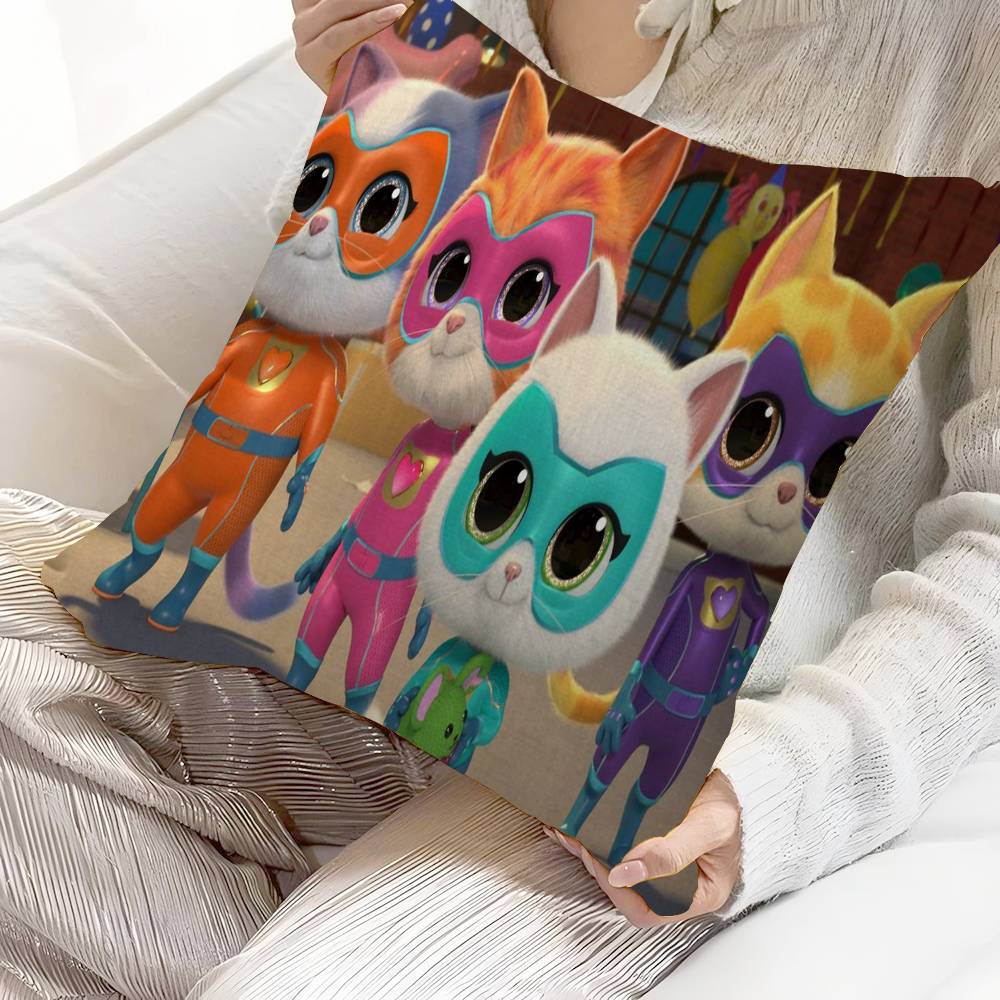 J-Junior S-Super Kitties Office Cushion Pillowcase Car Cushion Cover45X45CM Lumbar Pillowcase Sofa Pillowcover