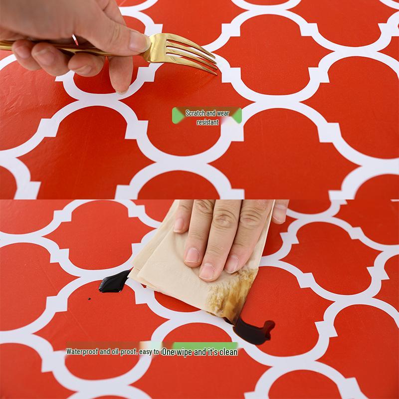Nordic Style Elastic PVC Flannel Round Table Cover