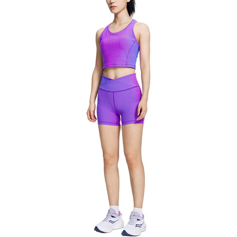Saucony Solid Color Slim Fit Sports Shorts Women shorts Purple Blue SC1230226A-BL23