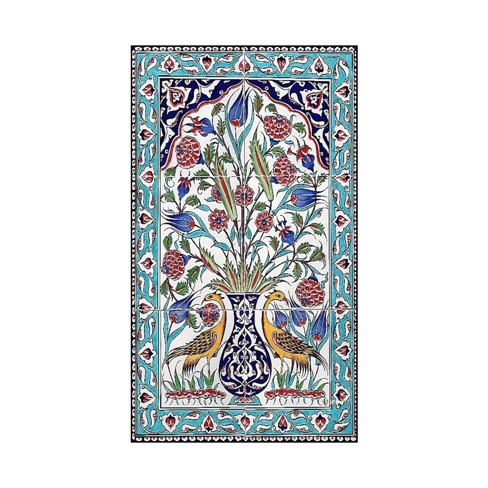 Turkish Tile Tree of Life Watercolor Painting Prints Traditional Ottoman Floral Wall Art Picture Canvas Poster Home Decor