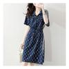 Navava No800 Waist String Zip Collar Short Sleeve Dress