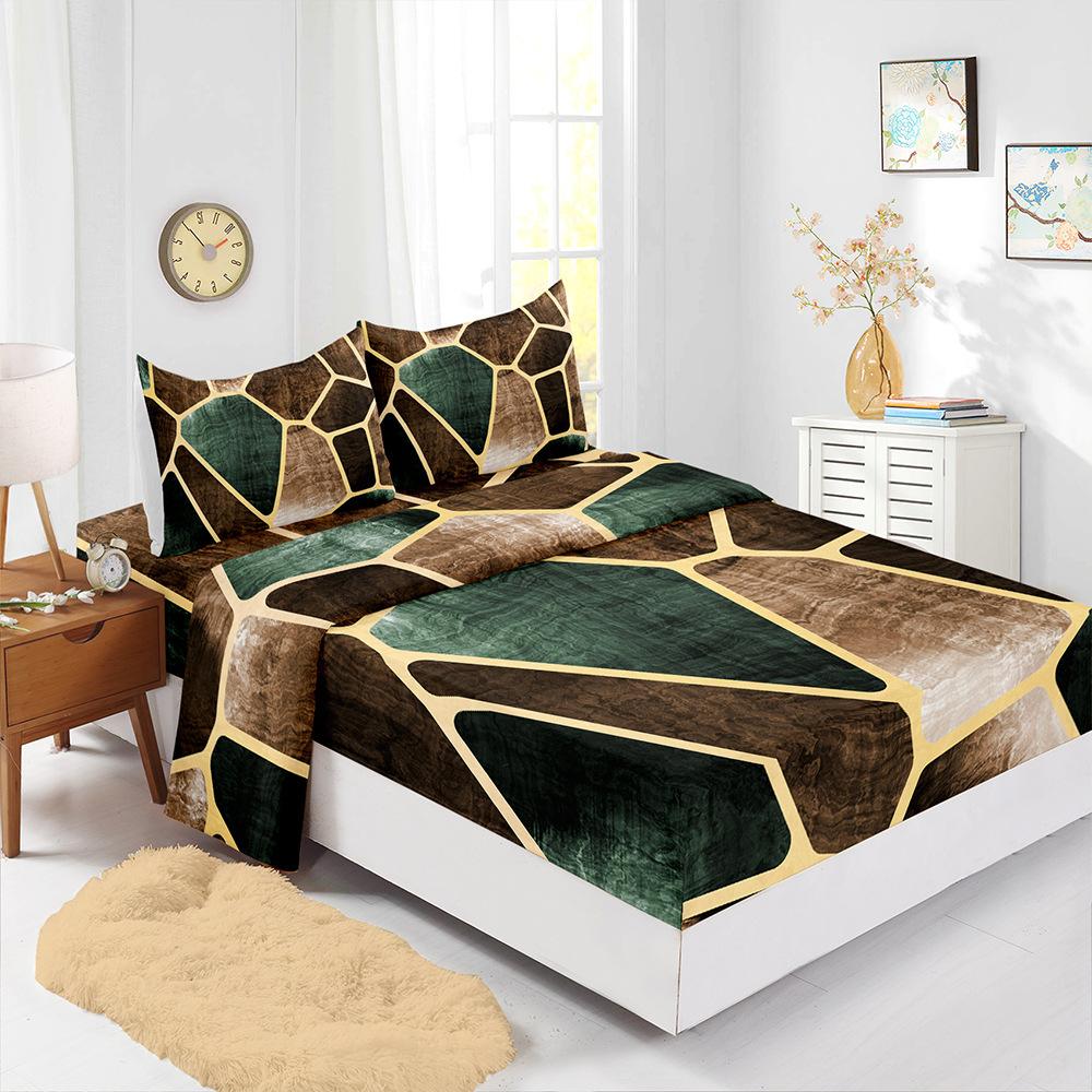 

Four-Piece Mattress Sheet Digital Printing Mattress Protective Cover Bedding Geometry (90cm * 190cm * 40cm) Pillowcase * 1