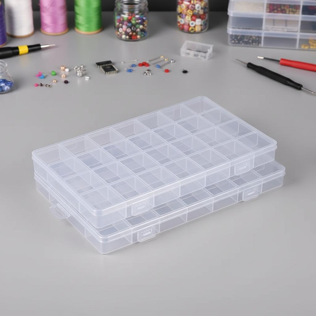 Plastic Storage Box 28 Grid With Slot Beaded Anti-string Grid Jewelry Classification Parts Division Box Jewelry Box Organizer