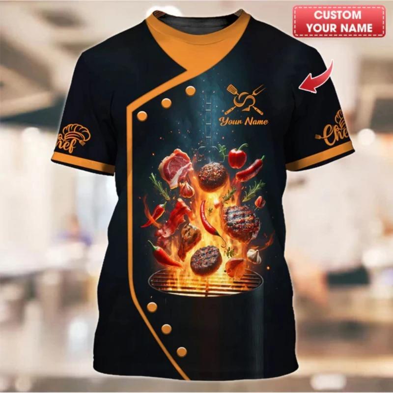 2025 Neue Designs Koch 3D-Druck T-Shirt Personalisiert Individueller Name T-Shirts Uniform Kurzarm Locker Schnelltrocknend T-Shirts Unisex Oberteile