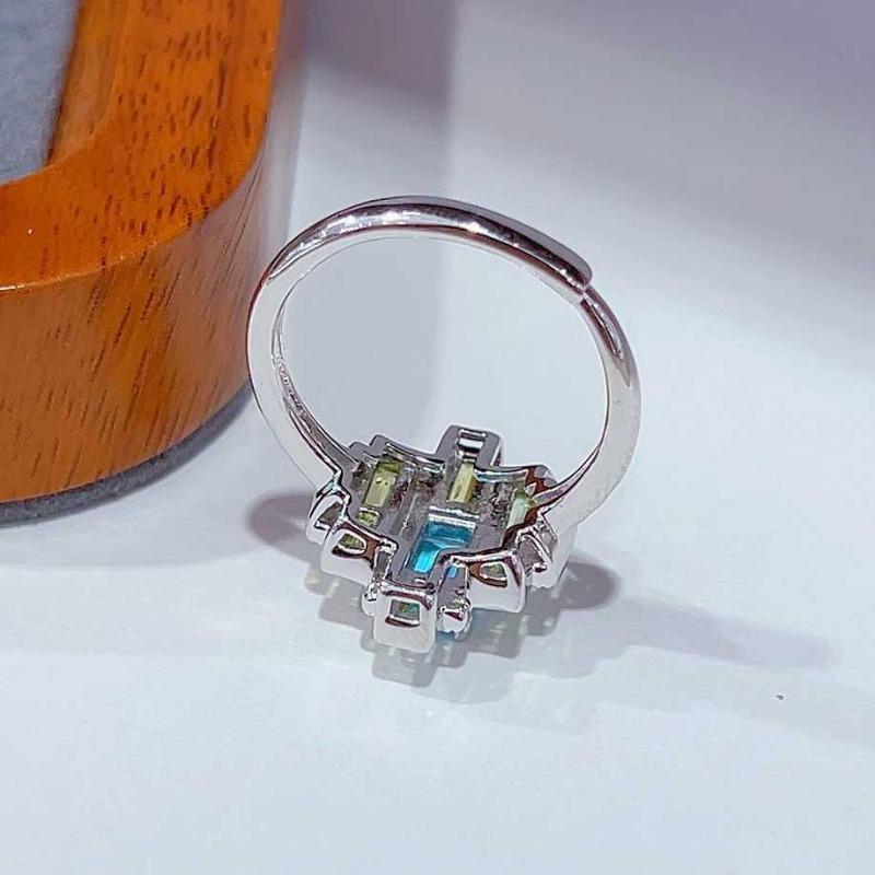 SACEGEMS 925 Sterling Silver 4*6mm Natural Swiss Blue Topaz Luxury Rings for Women Created Wedding Engagement Party Fine Jewelry