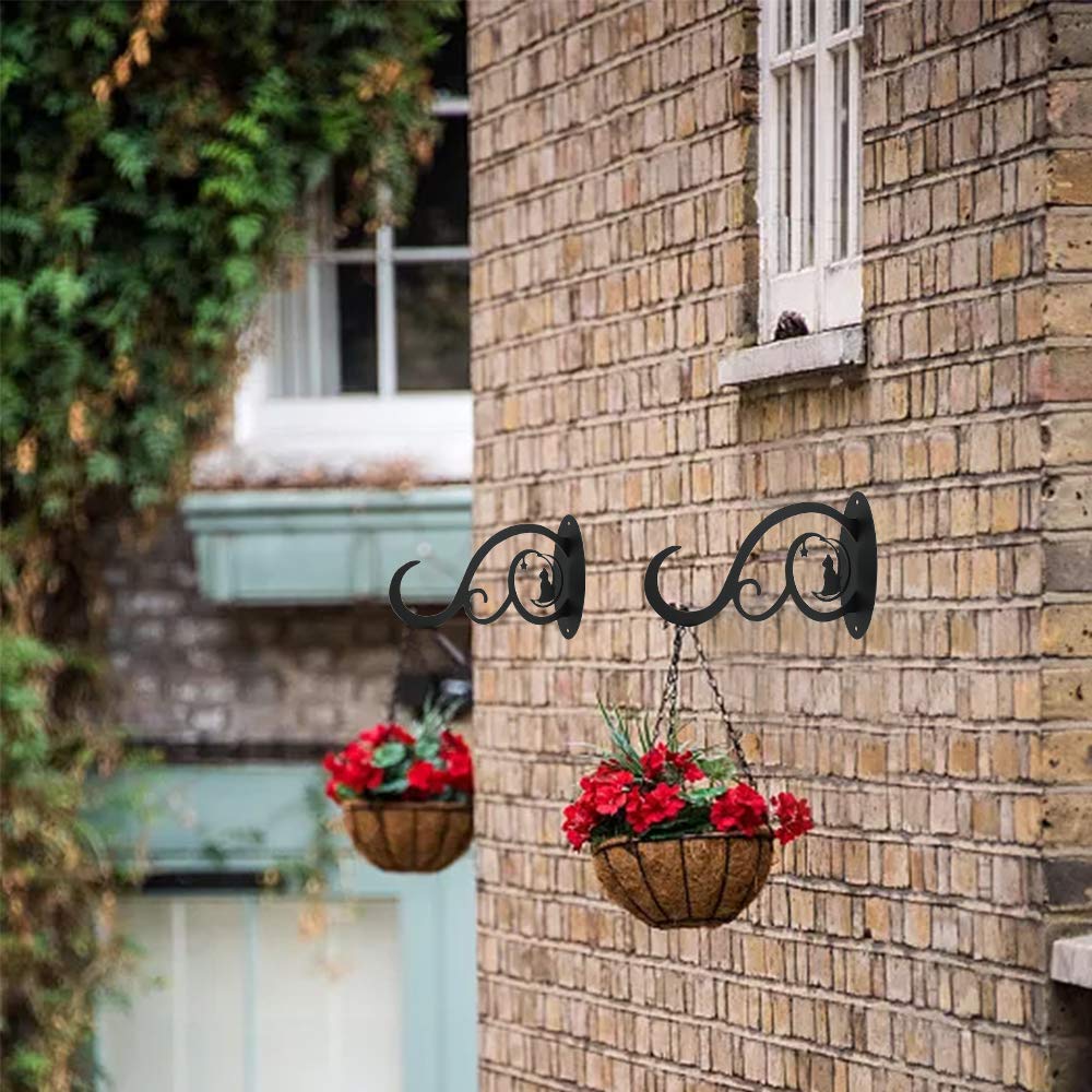 Hanging Antique Black Iron Bracket Wall Hook Indoor Outdoor Garden Bracket Hanging Plant Bracket Hanging Antique Style Garden Plant Bracket Planter