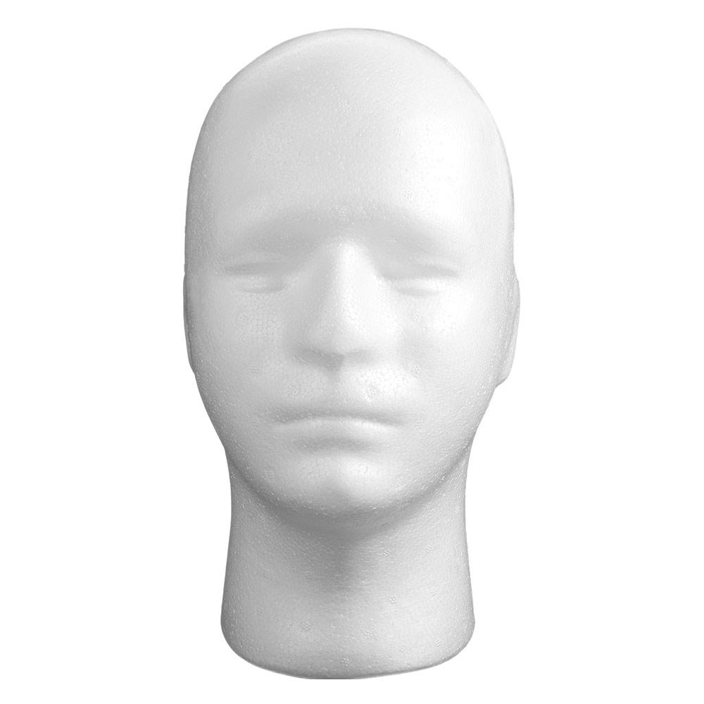 

Подставка для демонстрации мужской головы в торговом центре, белая поролоновая модель головы, устойчивое основание, парик, очки, шляпа, кепка. белый