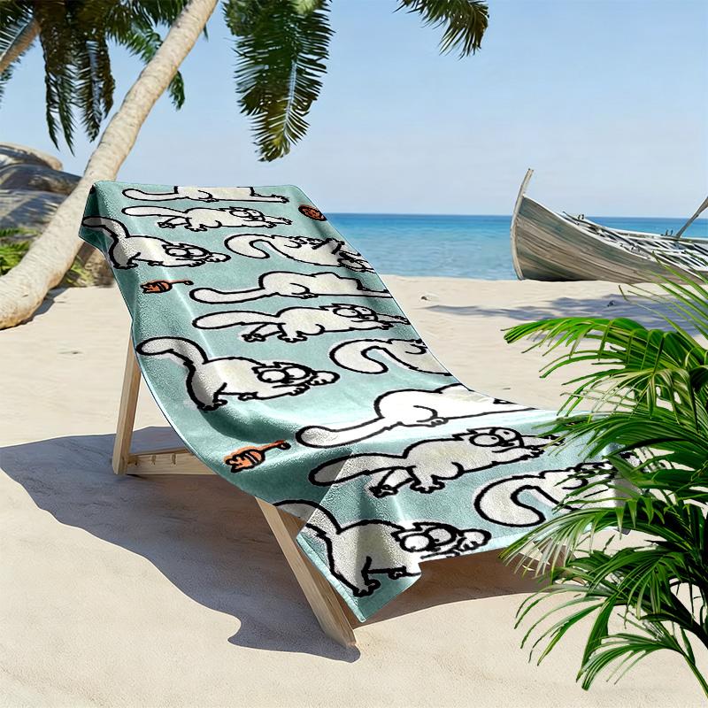 Simon's Cat Aufdruck Strandtuch, Großes Weiches Schnelltrocknendes Handtuch für Strand Camping Schwimmen