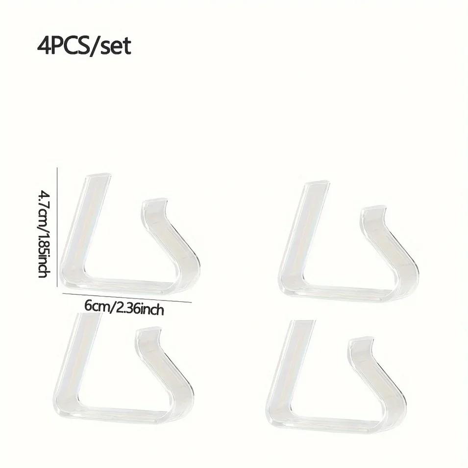4pcs-Tablecloth Fixture, Clear Plastic Tablecloth Clips - Transparent Table Cloth Hold Down Clips For Indoor And Outdoor