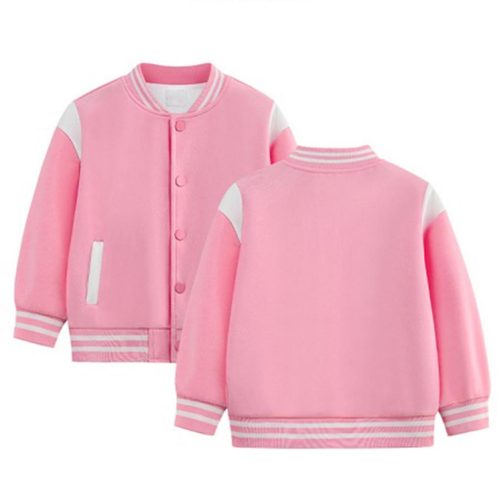 Kids Boys Girls Baseball Jacket Cardigan, Color Button Down Casual Outerwear for Spring and Fall