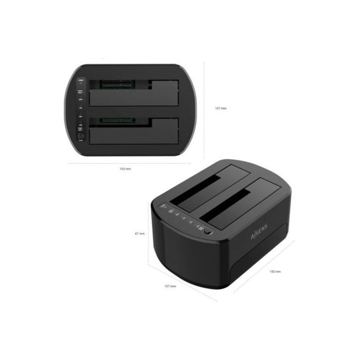 Estación De Docking - AISENS - ASDS-D03B - USB 3.0/3.1 - Compatible 2.5/3.5 Pouces - Noir