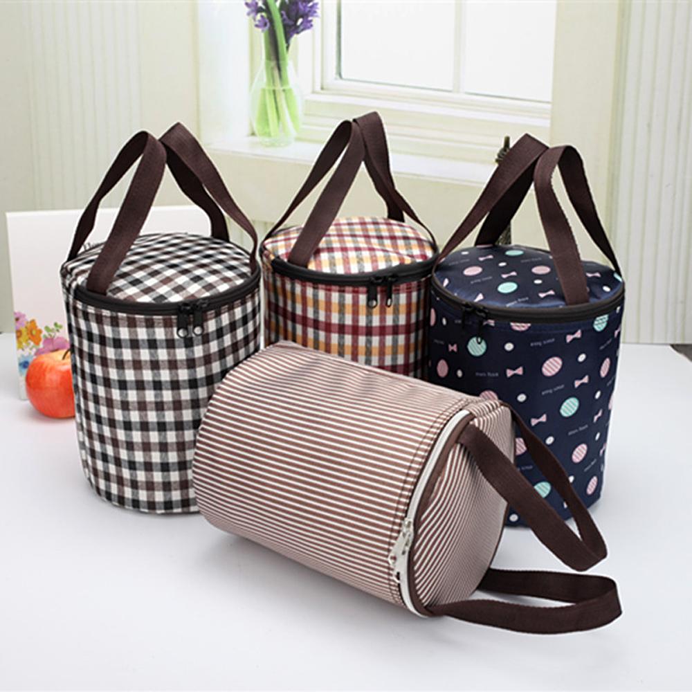 Neue zylindrische Lunchtasche Thermoisolier-Behältertasche Tragbare Lunchbox-Tasche Wasserdichte Lebensmittelaufbewahrung Eisbeutel Kühlertaschen