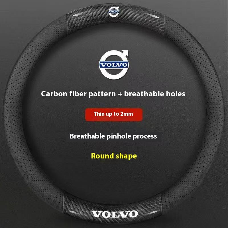 Car Carbon Fiber Leather Steering Wheel Cover Applicable to Volvo XC40 XC60 XC70 XC90 C30 C70 S40 S60 S80 S90 V40 V50 V70 EX40