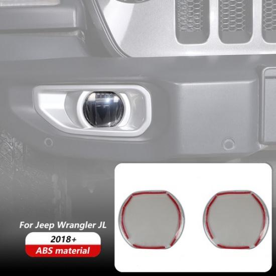 Blackened Front Fog Lamp Light Decor Cover Trim Bezel For Jeep Wrangler JL 2018+