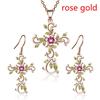Flower Cross Pendant Necklace Earrings Jewelry Set for Women Gifts