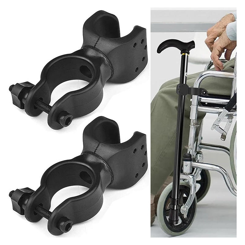 Heavy-Duty Wheelchair Crutch Holder 360° Rotating Crutch and Cane Holder with Quick-Release Lock