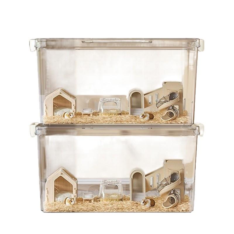 High Clarity Fish Tank & Ecosystem Box for Goldfish, Turtles, Hamsters with Ecological Landscaping Storage