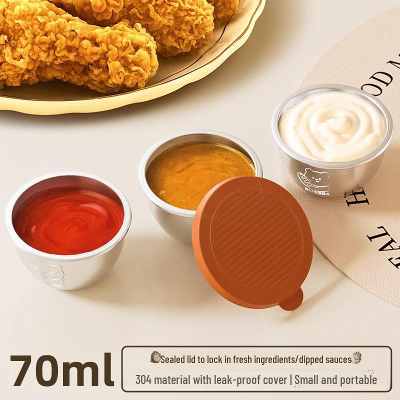 304 Stainless Steel Mini Dipping Sauce Bowl - Korean Style for Soy Sauce, Vinegar, Ketchup, and BBQ