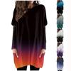 Women's Fashion Casual Long Sleeve Gradient Print Round Neck Double Pocket T-Shirt Top