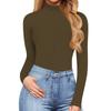 Women's One-piece T-shirt Slim Long Sleeve Half High Neck Solid Color Jumpsuit Top