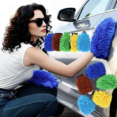 Luvas de lavagem de carro de microfibra Chenille Luva impermeável Luva de malha macia Luva dupla face Luva Cera Escova de detalhamento Ferramenta de limpeza de carro