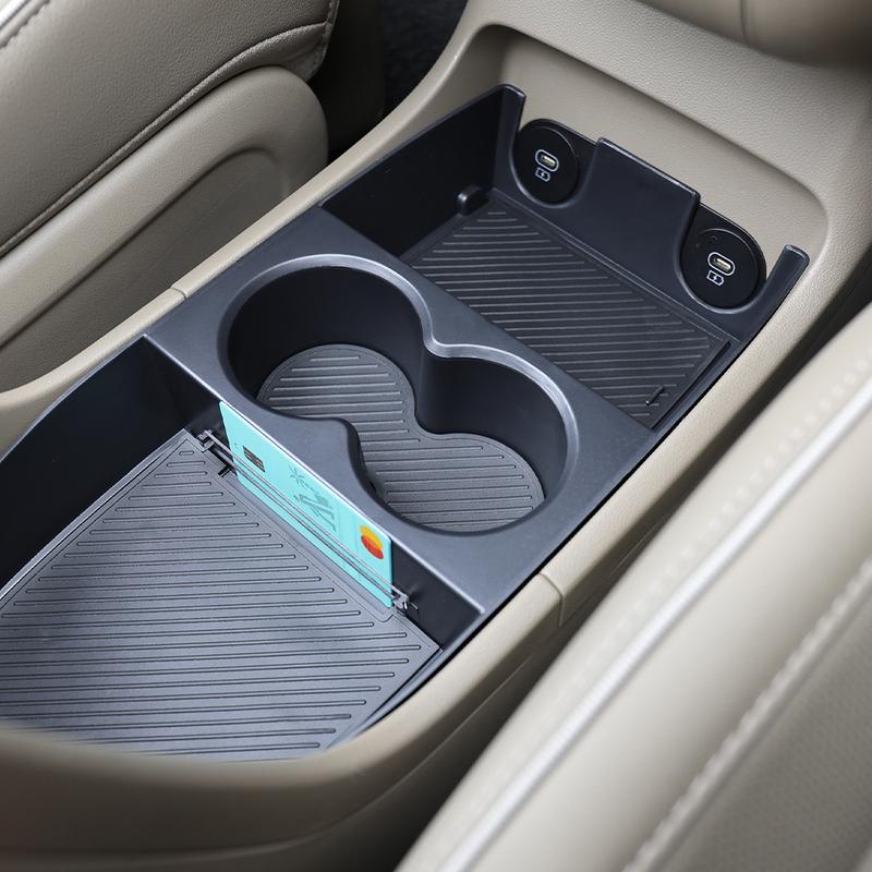 Car Interior Trim Black Cup Holder/Central Storage Box Console Armrest Organizer Holder ABS Material For Hyundai IONIQ 5 PE 2025