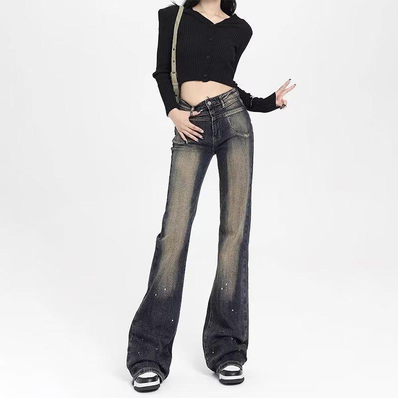 

Женские расклешенные джинсы с высокой талией в стиле ретро — осень/зима 2023 года, дизайн «подкова» XL