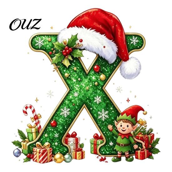 Durable Hanging Letter Decoration 26 Alphabet Christmas Ornament, Personalized Letters Acrylic Tree with Santa Hat Pendant And Elf Boy for Xmas Mantel