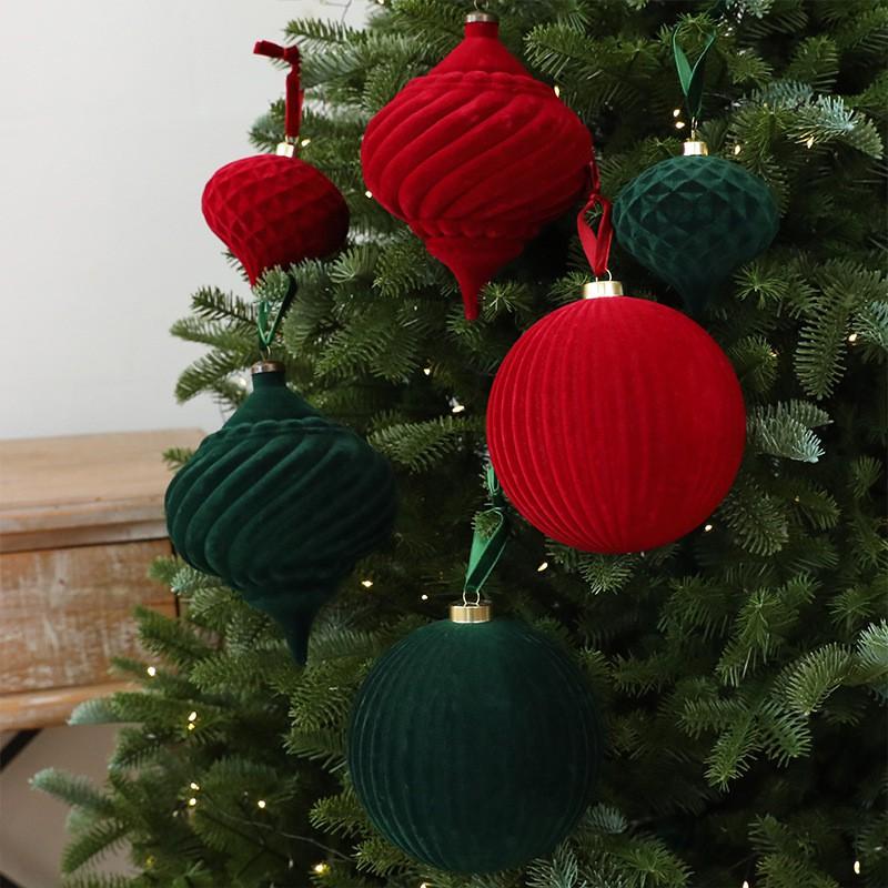 Flocked Velvet Christmas Ornament Ball Decor Tree Hanging Party Decoration Festive Holiday Home