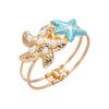 Dopamine Starfish Imitation Pearl Bracelet for Women Boho Gold Pated Enamel Bangle Summer Beach Dainty Wrist Jewelry Gift