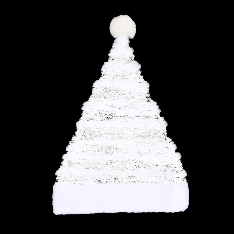 New Christmas Hat Hot Stamping Star Snowflake Plush Hat   Christmas White Faux Rabbit Fur Plush Party Decoration Accessories