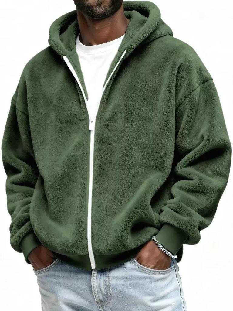 Herren Plüsch Kapuzen Reißverschluss Strickjacke Hoodie Herbst 2025
