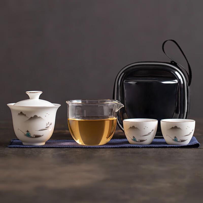 

Gold Inlaid Jade Travel Tea Set