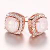 New Design Geometric Shaped Round Opal Silver/Rose Gold Plated Earrings for Fashion Party CZ Stud Earring for Women