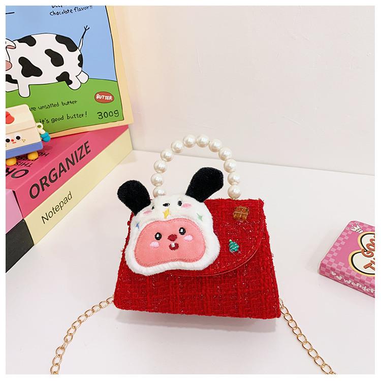 Pink Playful Pearl Handbag With Bow For Girls Perfect For Daily Outings Gifts And