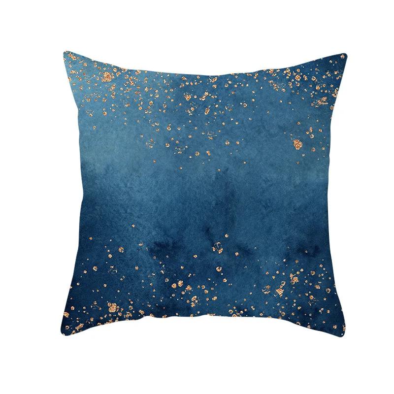 45x45cm Light Luxury Blue Abstract Print Throw Pillow Cover Sofa Cushion  Marble Stripe   Home Decor